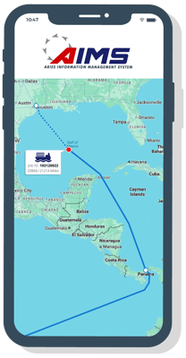 Track freight shipping vessels and containers with Aries tracking technology AIMS screen shot