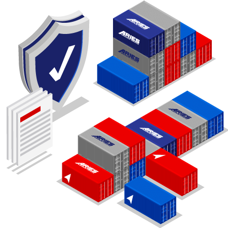 containers and an exception report depicting exception management