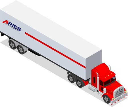 18-wheeler illustration with Aries logo